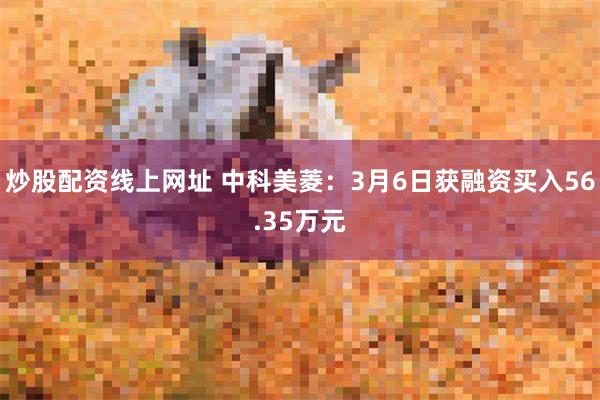 炒股配资线上网址 中科美菱：3月6日获融资买入56.35万元